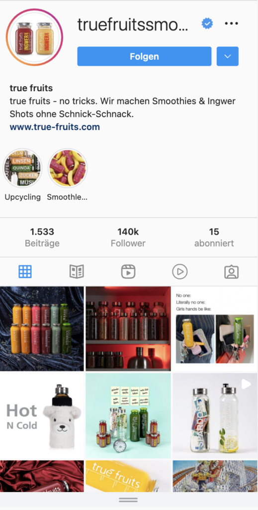 Instagram Kanal Truefruits