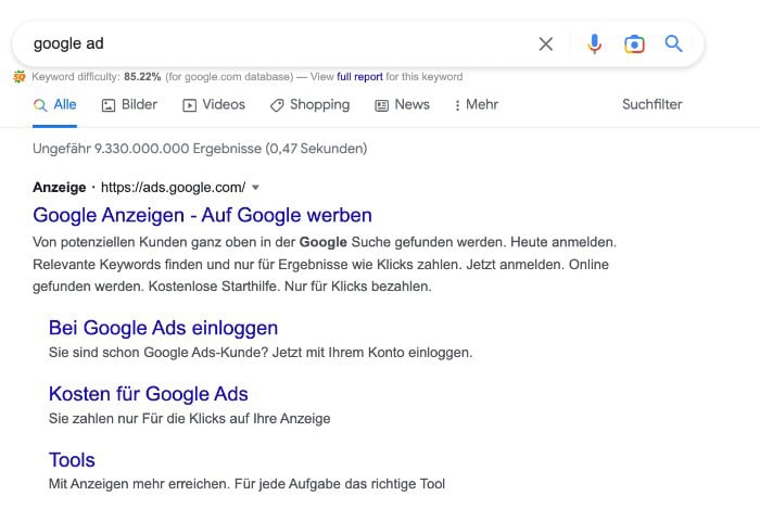2.2.1 Google Ads (SEA)-Anzeigen
